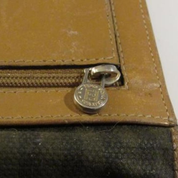 Fendi Brown Black Thin Striped Coated Canvas - Picture 10 of 10